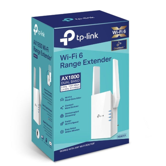 TP-Link RE605X AX1800 Wi-Fi Range Extender 574Mbps 2.4GHz 1201Mbps 5GHz  1x1GBps WPS 2xAntenna 2x2 MI-MIMO Dual Band Access Point