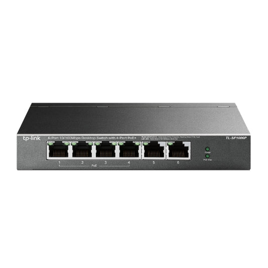TP-Link TL-SF1006P 6-Port 10 100Mbps Desktop Switch with 4-Port PoE, Up To 67W For all PoE Ports, Up To 30W Each PoE Port