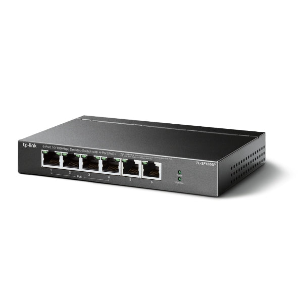 TP-Link TL-SF1006P 6-Port 10 100Mbps Desktop Switch with 4-Port PoE, Up To 67W For all PoE Ports, Up To 30W Each PoE Port