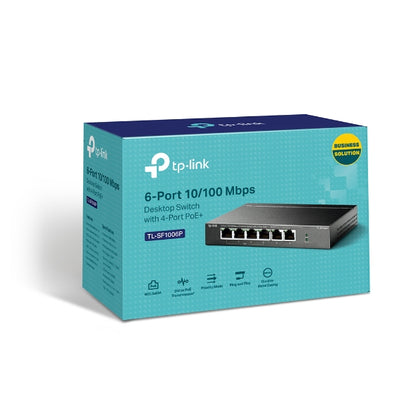 TP-Link TL-SF1006P 6-Port 10 100Mbps Desktop Switch with 4-Port PoE, Up To 67W For all PoE Ports, Up To 30W Each PoE Port