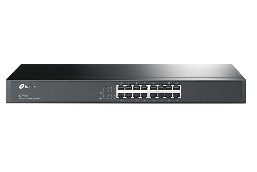 TP-Link TL-SF1016 16-port 10 100M Switch, 16 10 100M RJ45 ports, 1U 19-inch rack-mountable steel case
