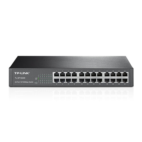 TP-Link TL-SF1024D 24-Port 10 100Mbps Rackmount Unmanaged Switch energy-efficient Supports MAC 13-inch Desktop steel case 4.8 Gbps Switching Cap