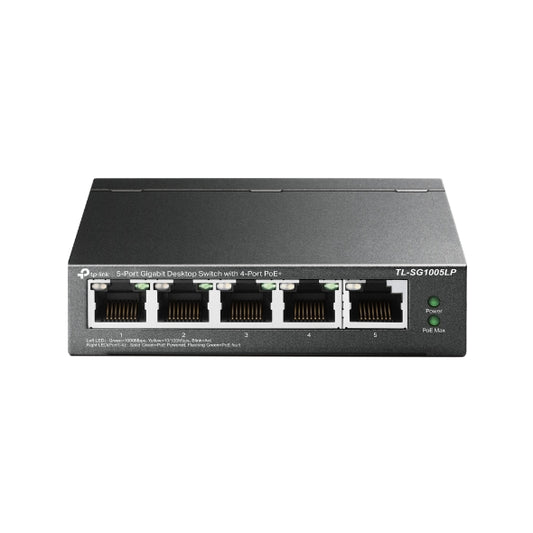 TP-Link TL-SG1005LP 5-Port Gigabit Desktop Switch with 4-Port PoE, Up To 40W For all PoE Ports, Up To 30W Each Port
