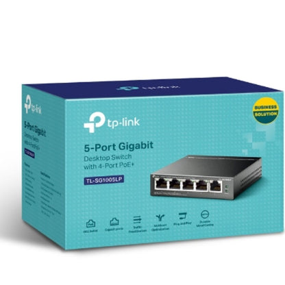 TP-Link TL-SG1005LP 5-Port Gigabit Desktop Switch with 4-Port PoE, Up To 40W For all PoE Ports, Up To 30W Each Port