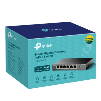 TP-Link TL-SG1006PP 6-Port Gigabit Desktop Switch with 3-Port PoE and 1-Port PoE , 6 10 100 1000 Mbps RJ45 ports