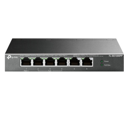 TP-Link TL-SG1006PP 6-Port Gigabit Desktop Switch with 3-Port PoE and 1-Port PoE , 6 10 100 1000 Mbps RJ45 ports