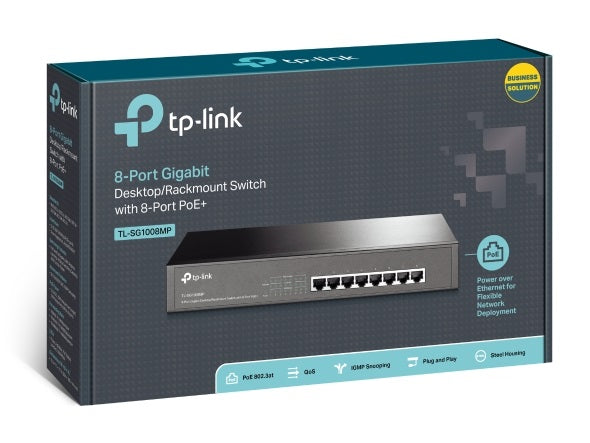 TP-Link TL-SG1008MP 8-Port Gigabit Desktop Rackmount Switch with 8-Port PoE (Replacement model of TL-SG1008PE)