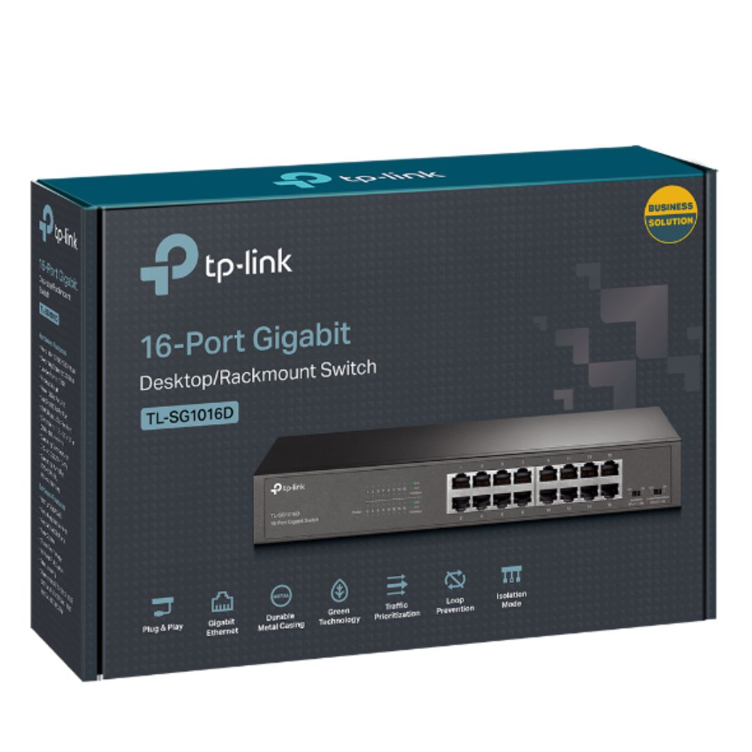TP-Link TL-SG1016DE 16-Port Gigabit Easy Smart Switch Network Monitoring, Traffic Prioritization  VLAN Features Web-based User Interface