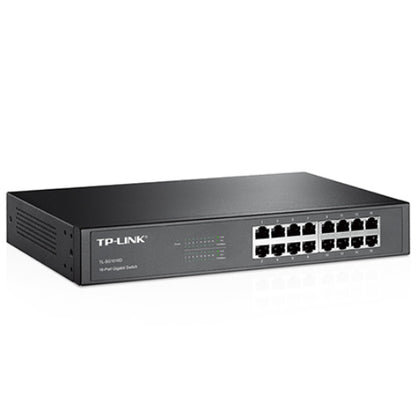 TP-Link TL-SG1016D 16-Port Gigabit Desktop Rackmount Unmanaged Switch Energy-efficient Supports MAC Plugplay 32Gbps Switching Capacity