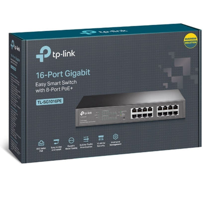 TP-Link TL-SG1016PE 16-Port Gigabit Easy Smart Switch 8-Port PoE Rack Mountable Desktop, 32Gbps Switching Capacity,8K MAC Address Table