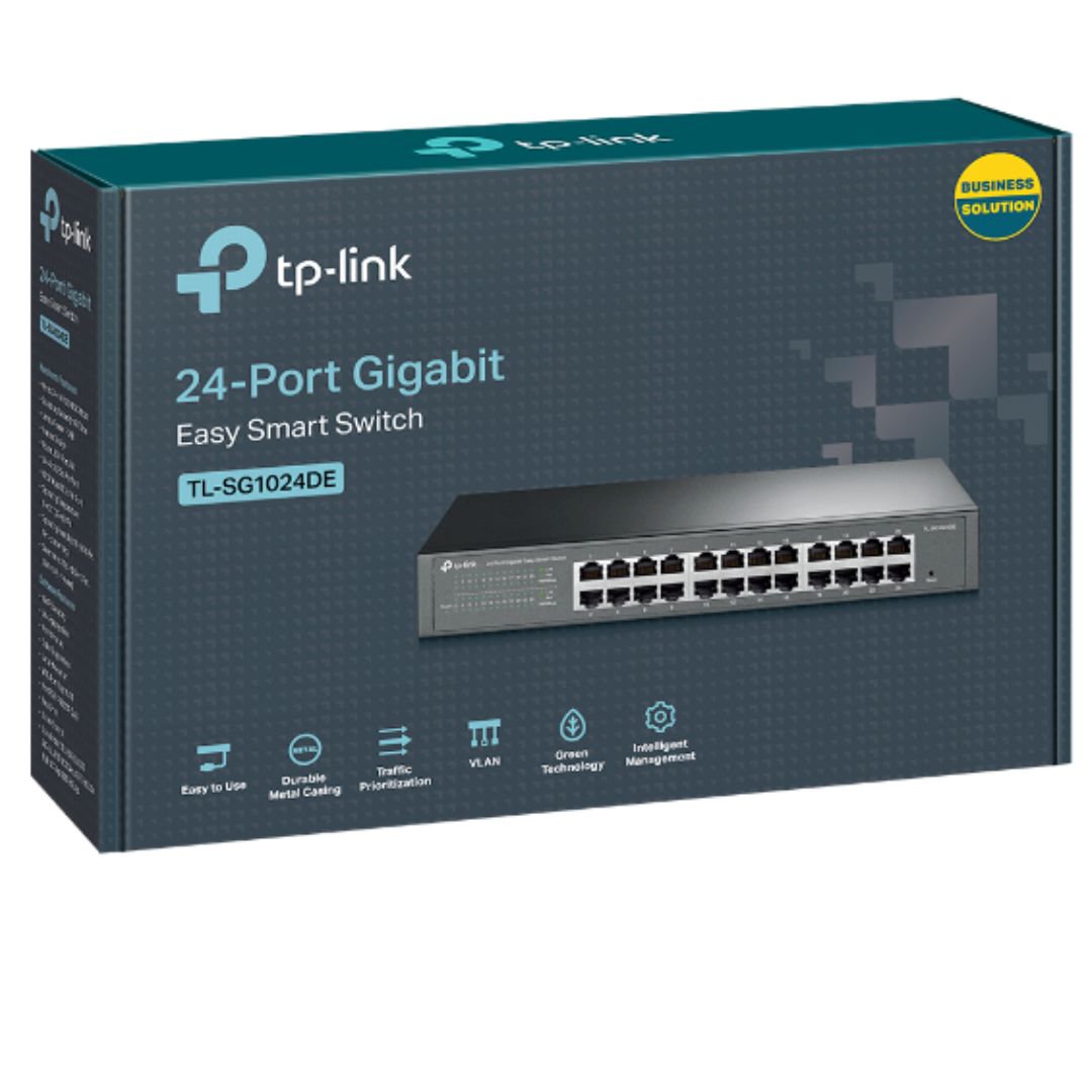 TP-Link TL-SG1024DE 24-Port Gigabit Desktop Rackmount Easy Smart Switch energy-efficient L2 Features Supports MAC 128xVLAN 48Gbps Switching Capacity