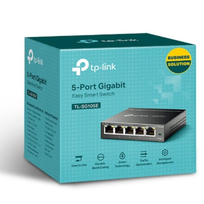 TP-Link TL-SG105E 5-Port Gigabit Desktop Easy Smart Switch, 5 10 100 1000Mbps RJ45 Ports, MTU Port Tag-based VLAN, QoS, IGMP Snooping