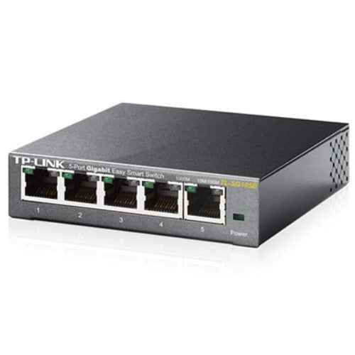TP-Link TL-SG105E 5-Port Gigabit Desktop Easy Smart Switch, 5 10 100 1000Mbps RJ45 Ports, MTU Port Tag-based VLAN, QoS, IGMP Snooping