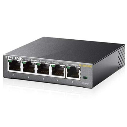 TP-Link TL-SG105E 5-Port Gigabit Desktop Easy Smart Switch, 5 10 100 1000Mbps RJ45 Ports, MTU Port Tag-based VLAN, QoS, IGMP Snooping