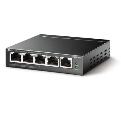 TP-Link TL-SG105PE 5-Port Gigabit Easy Smart Switch with 4-Port PoE, Up To 65W For all PoE Ports, Up To 30W Each PoE Port