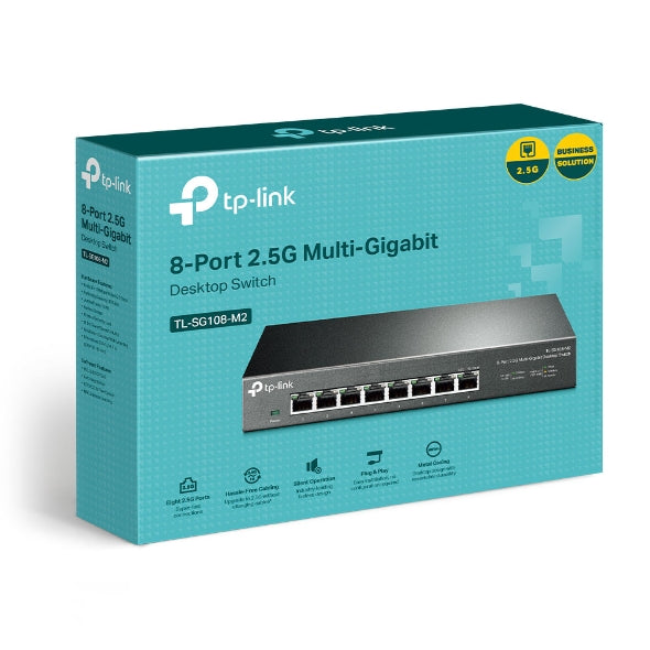 TP-Link TL-SG108-M2 8-Port 2.5G Desktop Switch, Up To 40G Switching Capacity, Connects 2.5G NAS Server, 2.5G WiFi 6 AP, 4K Video, Wall Mountable, 5YW