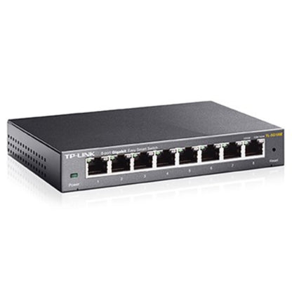 TP-Link TL-SG108E 8-Port Gigabit Easy Smart Switch Provides network monitoring, traffic prioritization and VLAN Web-based user interface Fanless