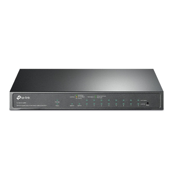 TP-Link TL-SG1210MPE 10-Port Gigabit Easy Smart Switch with 8-Port PoEPORT: 8 Gigabit PoE Ports, 2x Gigabit Non-PoE Ports, 1 Combo Gigabit SFP S