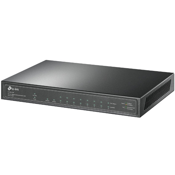 TP-Link TL-SG1210P 10-Port Gigabit Desktop Switch with 8-Port PoE IGMP Snooping 1 Gigabit SFP Slot, Fanless