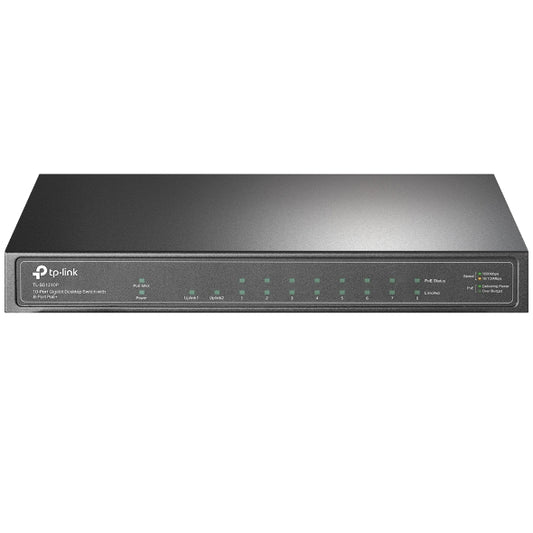 TP-Link TL-SG1210P 10-Port Gigabit Desktop Switch with 8-Port PoE IGMP Snooping 1 Gigabit SFP Slot, Fanless