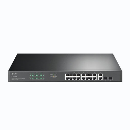 TP-Link TL-SG1218MP 18-Port Gigabit Rackmount Switch With 16 PoE  2 SFP Slots, 16 Gigabit PoE Ports, 2 Gigabit Non-PoE Ports, 2 Combo Gigabit SF