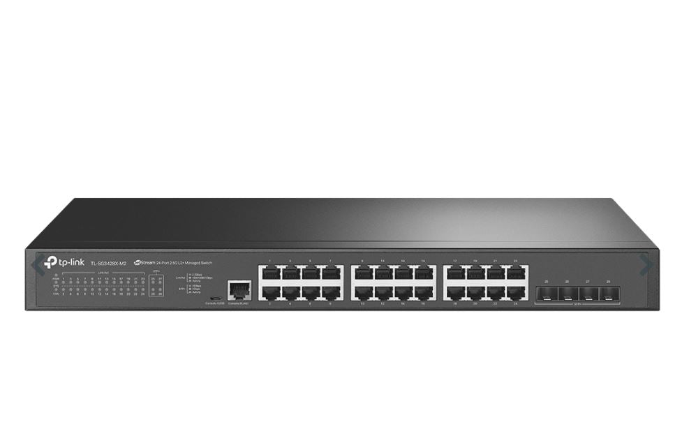 TP-Link SG3428X-M2 Omada 24-Port 2.5GBASE-T L2 Managed Switch with 4 10GE SFP Slots, Integration with Omada SDN Controller, Static Routing, OAM, DDM