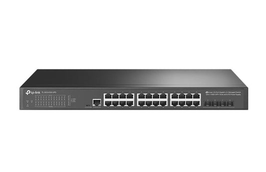 TP-Link SG3428X-UPS JetStream 24-Port Gigabit L2 Managed Switch with 4 10GE SFP Slots and UPS Power Supply