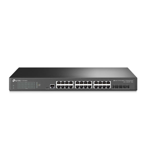 TP-Link SG3428X JetStream 24-Port Gigabit L2 Managed Switch with 4 10GE SFP Slots IGMP Snooping Omada Rack Mountable Fanless