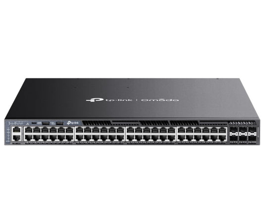 TP-Link SG6654XHP Omada 48-PortGigabit Stackable L3 Managed PoE Switch with 6 10GE SFP Slot, 48 Gigabit PoE RJ45 Ports, 6 10G SFP Slots, RJ45 Ty