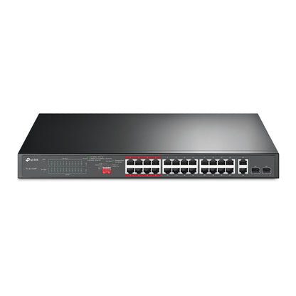 TP-Link TL-SL1226P 24-Port 10 100Mbps  2-Port Gigabit Unmanaged PoE Switch , Up To 250W For all PoE Ports, Up To 30W Each PoE Port