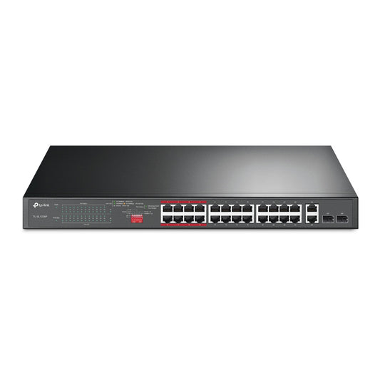 TP-Link TL-SL1226P 24-Port 10 100Mbps  2-Port Gigabit Unmanaged PoE Switch , Up To 250W For all PoE Ports, Up To 30W Each PoE Port
