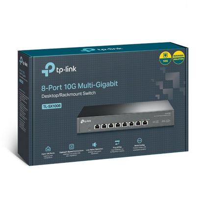 TP-Link TL-SX1008 8-Port 10G Desktop Rackmount Switch, 160Gbps, Intelligent Fan Noise adjustment, Metal Casing, Plug and Play
