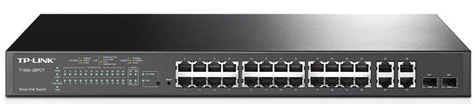 TP-Link T1500-28PCT (TL-SL2428P) JetStream 24-Port 10 100Mbps  4-Port Gigabit Smart PoE Switch, Omada
