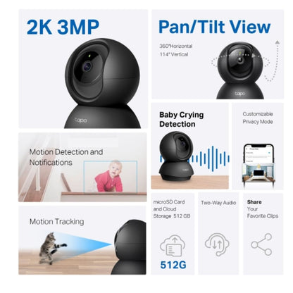 TP-Link Tapo C211 Pan Tilt Home Security Wi-Fi Cameraï¼ 2K 3MP,  2-Way Audio, Night Vision up to 30 Ft, Privacy Zone