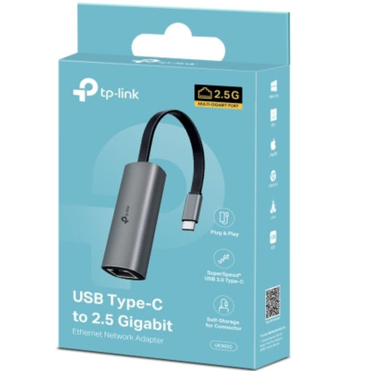 TP-Link UE302C USB Type-C to 2.5 Gigabit Ethernet Network Adapter, 1USB 3.0 Type-C Connector, 12.5 Gigabit Ethernet Port, Foldable and Portable Desi