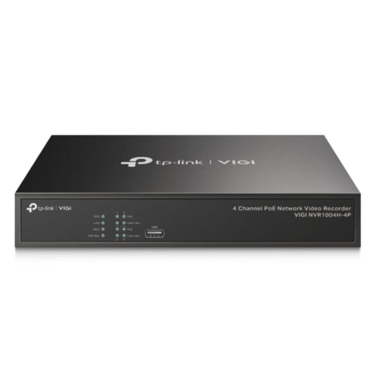TP-Link VIGI NVR1004H-4P 4 Channel PoE Network Video Recorder, 24 7 Continuous Recording, 4K HDMI Video Output  16MP Decoding (HDD Not Included)