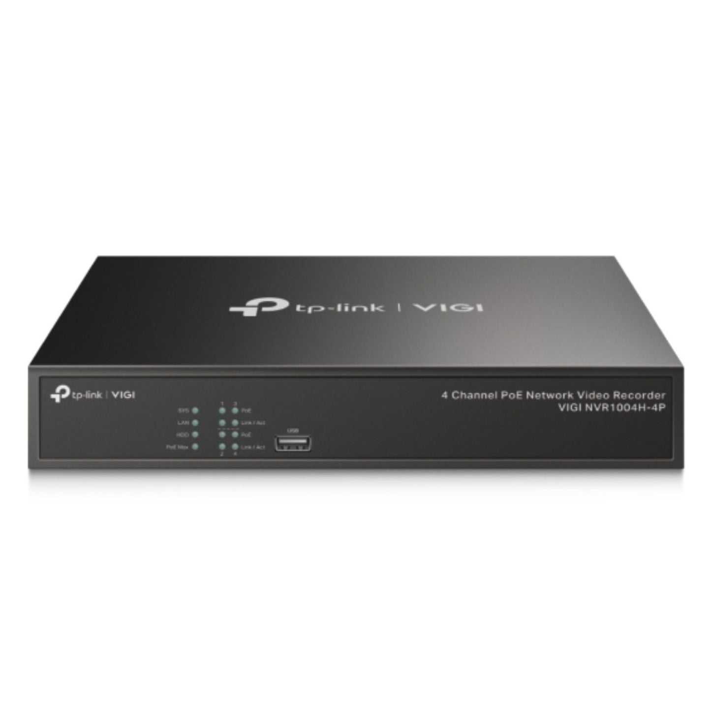 TP-Link VIGI NVR1004H-4P 4 Channel PoE Network Video Recorder, 24 7 Continuous Recording, 4K HDMI Video Output  16MP Decoding (HDD Not Included)
