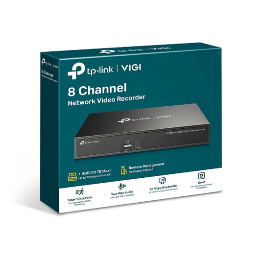 TP-Link VIGI NVR1008H 8 Channel Network Video Recorder, 24 7 Continuous Recording, Up To 10TB 4 Ch Playback, Up To 5MP (HDD Not Included)