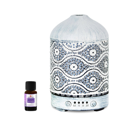 mbeat activiva Metal Essential Oil and Aroma Diffuser-Vintage White -100ml Built-in 7 LED colour changing Auto stop misting Product weight: 0.26 kg
