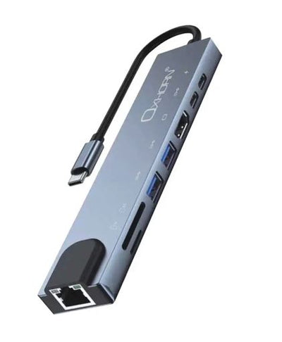 Oxhorn SuperSpeed 8-in-1 USB C to HDTV Adapter Hub 1xHDMI 4K 1xEtherne LAN 2 xUSB 3.0 Type C Type C (PD) Card Reader(TF SD) Aluminum Dock Station