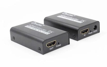 Oxhorn HDMI Extender over Ethernet 1080p HDCP 1.2 FHD up to 60m with PoE function alloy casing Black 2 year warranty