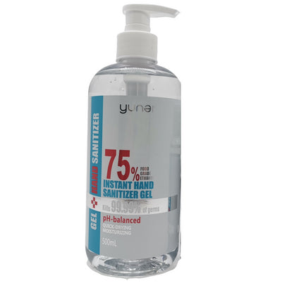 Yuner Gel Instant Hand Sanitiser Gel 500ml, 75pct alcohol, quick drying, moisturzing, pump bottle