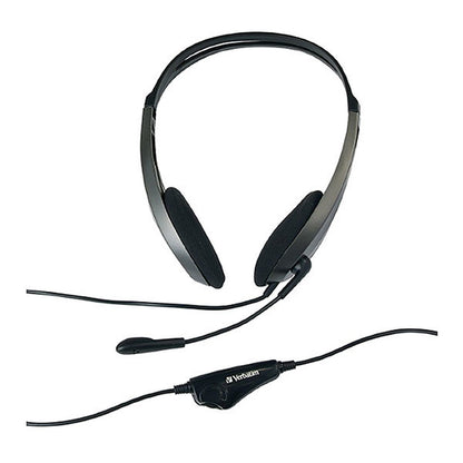 Verbatim Multimedia Headset with Microphone - 3.5mm Jack, Wide Frequency Stereo, 40mm Drivers, Comfortable Ergonomic Fit, Adjustable