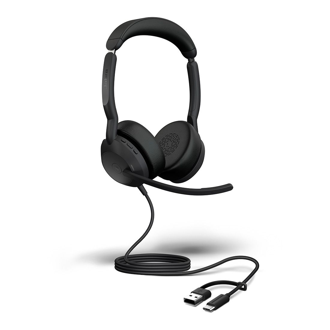 Jabra Evolve2 50, USB C A MS Stereo Headset, Bluetooth, 4 microphones, Active Noise Cancellation, Busylight, Call management, Air Comfort technology
