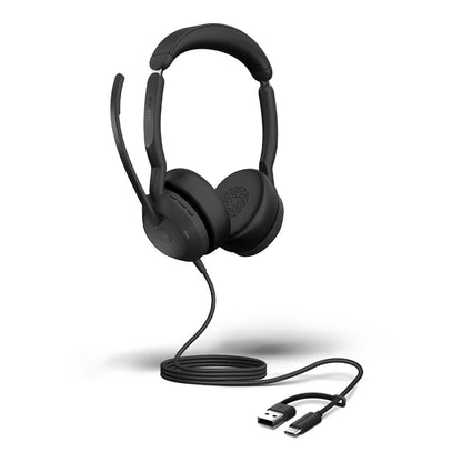Jabra Evolve2 50, USB C A MS Stereo Headset, Bluetooth, 4 microphones, Active Noise Cancellation, Busylight, Call management, Air Comfort technology