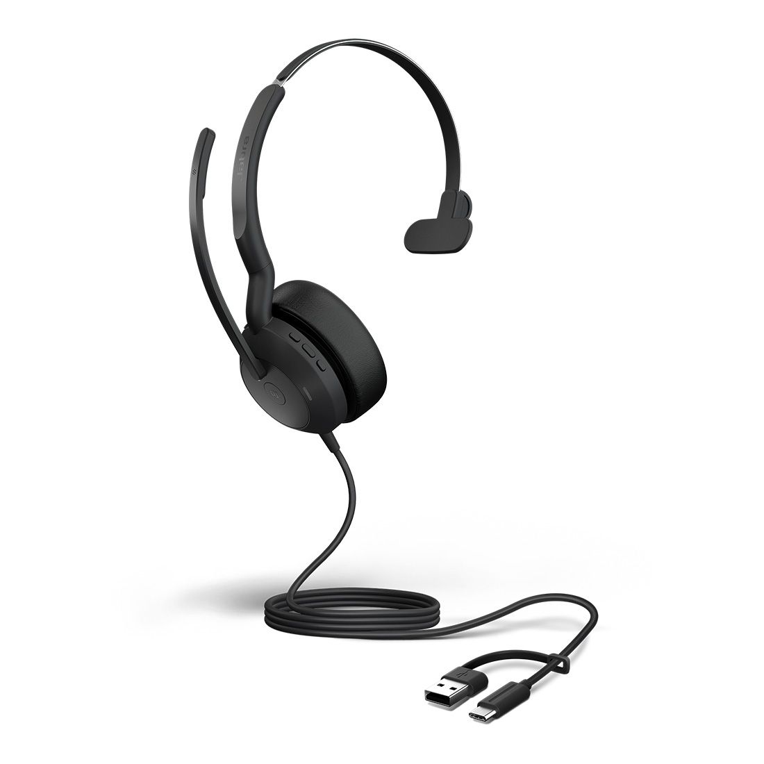 Jabra Evolve2 50, USB C A MS Mono Headset, Bluetooth, 4 microphones, Active Noise Cancellation, Busylight, Call management, Air Comfort technology