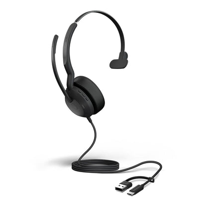 Jabra Evolve2 50, USB C A MS Mono Headset, Bluetooth, 4 microphones, Active Noise Cancellation, Busylight, Call management, Air Comfort technology
