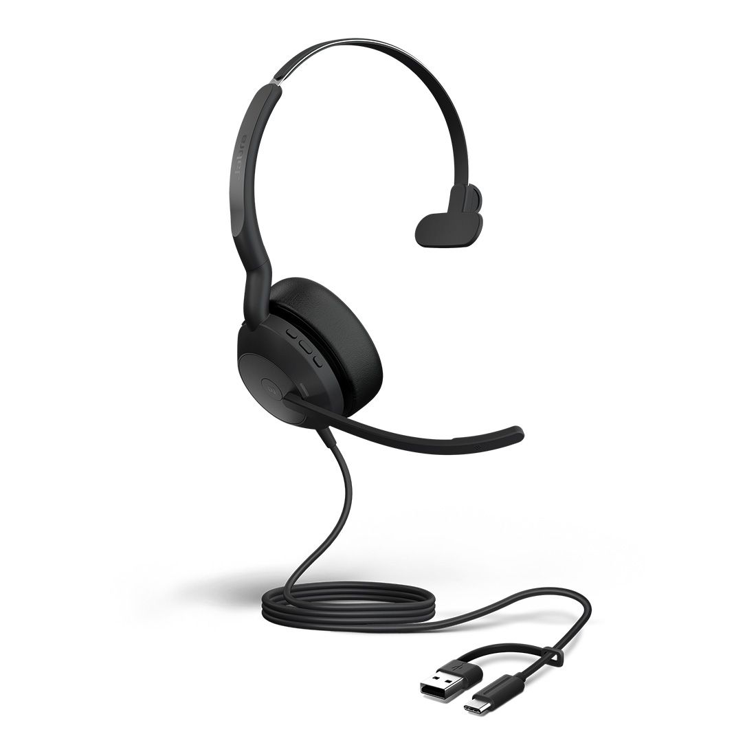 Jabra Evolve2 50, USB C A MS Mono Headset, Bluetooth, 4 microphones, Active Noise Cancellation, Busylight, Call management, Air Comfort technology