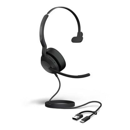 Jabra Evolve2 50, USB C A MS Mono Headset, Bluetooth, 4 microphones, Active Noise Cancellation, Busylight, Call management, Air Comfort technology