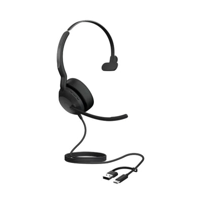 Jabra Evolve2 50, USB C A UC Mono Headset, Bluetooth, 4 microphones, Active Noise Cancellation, Busylight, Call management, Air Comfort technology